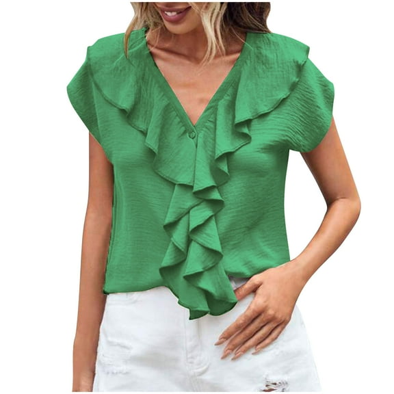 Women's Spring/Summer V-neck Solid Color T-shirt, Short Sleeve Top, Casual Lightweight Blouse, Stylish Everyday Shirt for Women, Comfortable and Breathable Summer Wear, Versatile V-neck Design