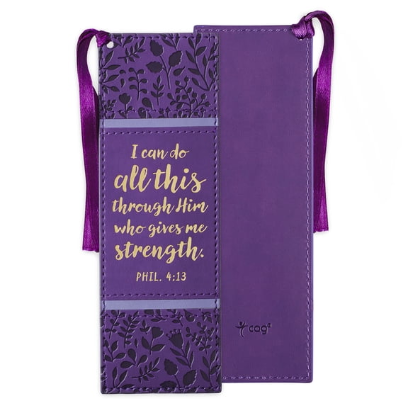 I Can Do All This Purple Faux Leather Bookmark - Philippians 4:13