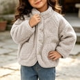 thumbnail image 6 of Samdudou Toddler Girls Fleece Jackets Fuzzy Sherpa Coats Button Down Fall Winter Warm Outerwear Kids Plush Stand Collar Layering Clothes Size 6M-3 Years, 6 of 7