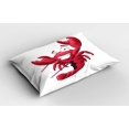 thumbnail image 2 of Ambesonne Lobster Pillow Sham, Happy Cartoon Pinchers, 36" X 20", White Dark Coral, 2 of 2