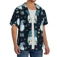 thumbnail image 4 of Honeii 's Gnome and Snowflakes for men's short-sleeved button-up collared shirt featuring a pocket, perfect for beach vacations, and travel adventures., 4 of 5