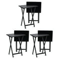 thumbnail image 1 of PJ Wood Folding TV Tray, Portable Wooden Table Set with Storage, Black, 6 Piece, 1 of 10