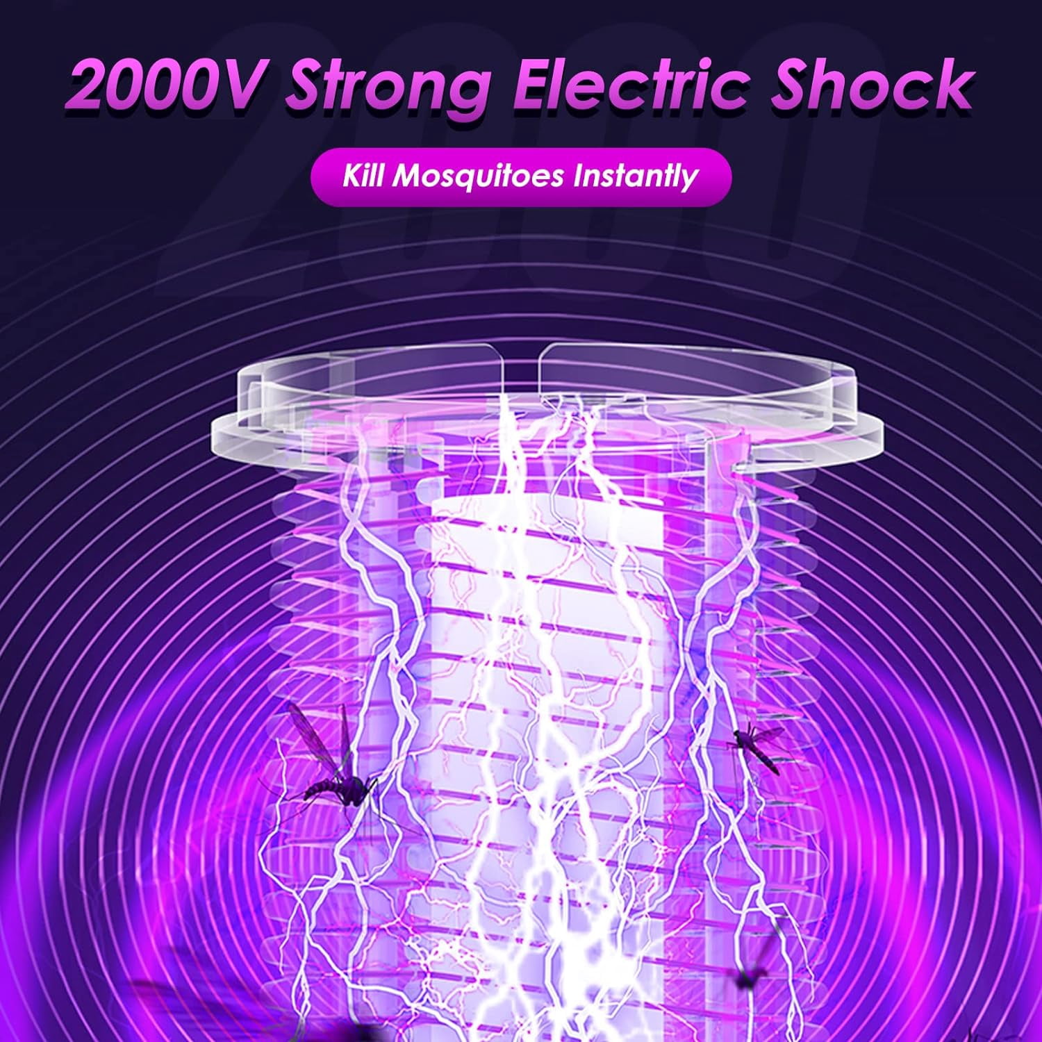 JahyShow 2 PCS Bug Zapper Indoor Outdoor Mosquito Zapper,Electric Mosquito Killer with Storage Box,Waterproof Fly Insect Zapper Light for Home Kitchen Patio Backyard Garden Camping(Black+White)