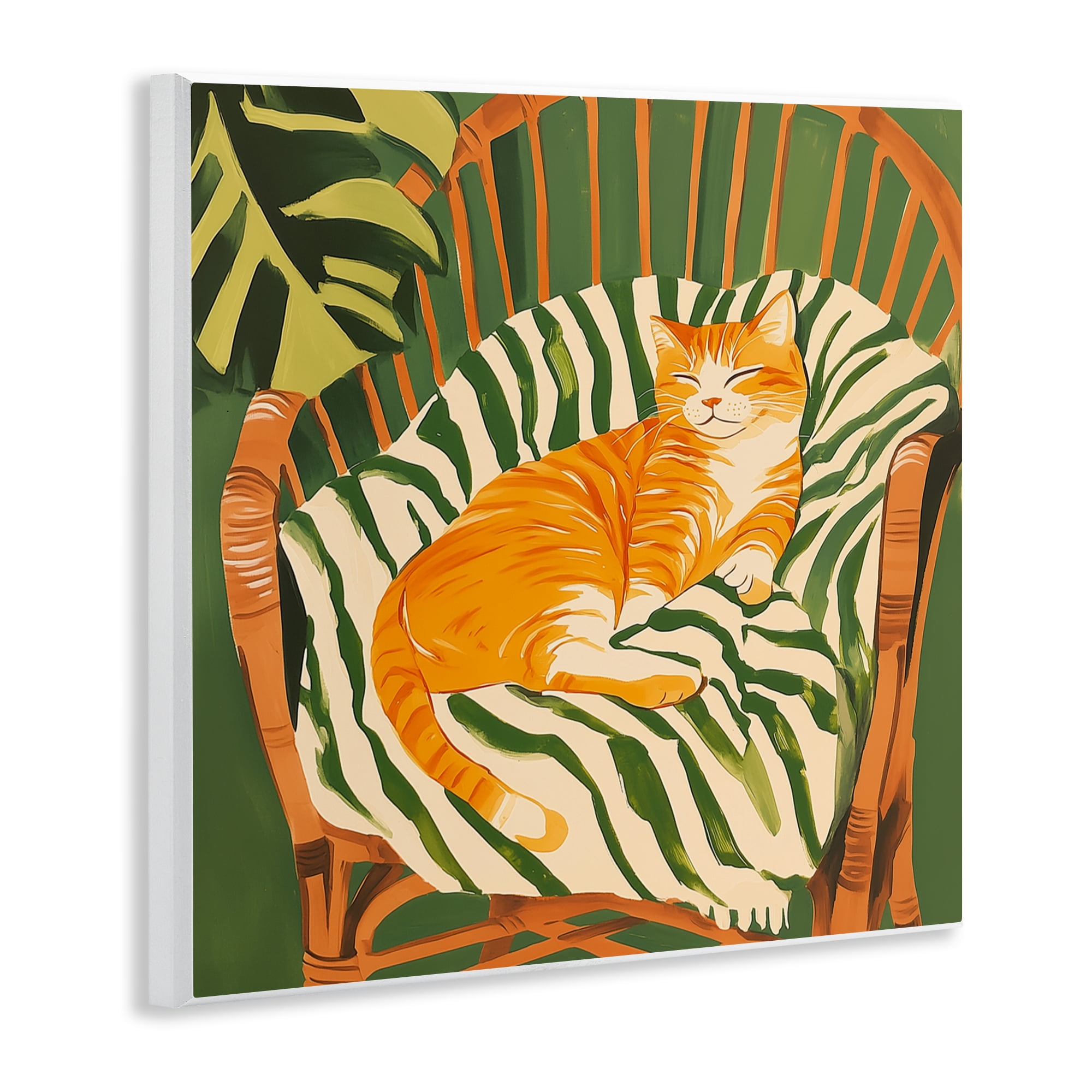 Stupell Industries Orange Cat in Rattan Chair Wall Plaque Art, design by Walker Noble