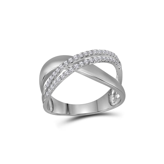 Diamond Princess 10kt White Gold Womens Round Diamond Crossover Band Ring 3/8 Cttw