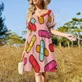 thumbnail image 4 of Vestido de manga corta con estampado s, vestidos de moda para mujer, vestido largo para mujer, 4 of 7