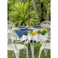 thumbnail image 3 of Outdoor Tablecloth with Umbrella Hole for Patio/Picnic/Party/Camping, Summer Lemon Waterproof Table Cloth Round Cover Washable, Green Yellow Fruits Leaves Wreath Black Plaid (Dia 54"), 3 of 8