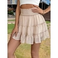 thumbnail image 5 of Womens Summer Flowy High Waist Ruffle Casual Cute Boho Beach Short Skirts Built-in Shorts Khaki S, 5 of 9