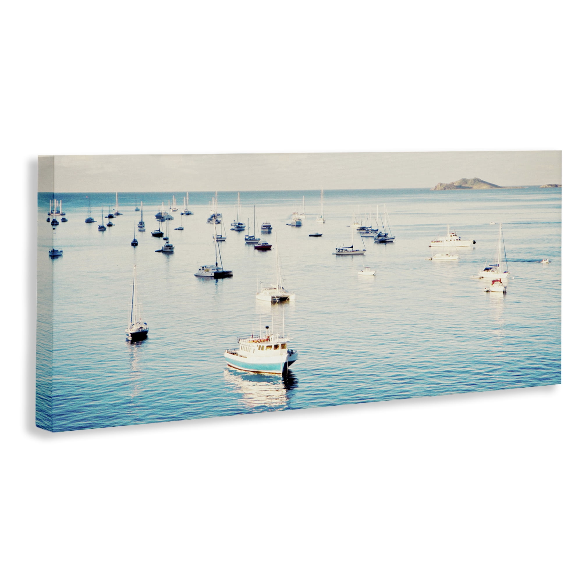 Stupell Industries Boat Fleet Marina Transportation Photography Gallery Wrapped Canvas Art Print Wall Art, 24 x 10