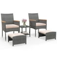 thumbnail image 2 of Costway 5 PCS Patio Conversation Set with Soft Cushions Ottomans & Tempered Glass Top Table, 2 of 9
