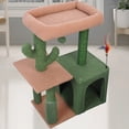 thumbnail image 7 of AIWIKIDE 31.50" Cactus Cat Tree for Indoor Cats with Cat Condo and Scratching Post,Cute Cat Tower with Self-Grooming Brush and Toy Balls,Green, 7 of 7