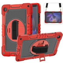 Allytech Galaxy Tab A9 Case 8.7" 2023 SM-X110 X115, Dual Layers Shockproof Hybrid TPU PC Rugged Detachable Shoulder Strap Kickstand Kids Friendly Case Cover for Samsung Galaxy Tab A9,Red Black
