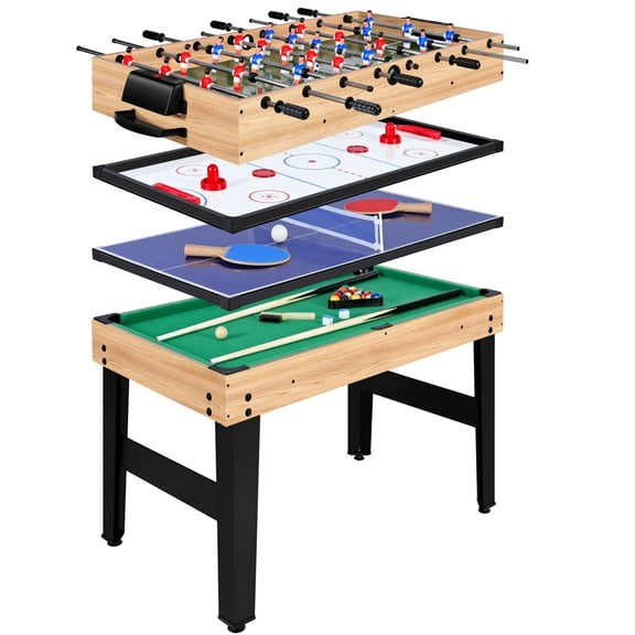Rioloiuy 12-in-1 Combo Game Table Set for Home, Multi-Game Table for Adults Kids with Hockey, Foosball, Pool, Shuffleboard, Ping Pong, Chess, Checkers, Bowling, and Backgammon