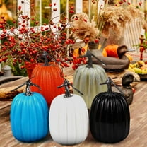 Large Artificial Pumpkins Decor,Big Decorative Foam Pumpkins,Artificial Plastic Pumpkins for Fall Halloween Decor Thanksgiving Table Decor