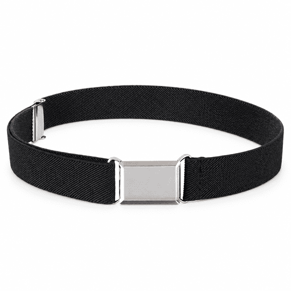 Kids Adjustable Elastic Belt for School Pants, Black, 0.98 in Wide, 1 Pack