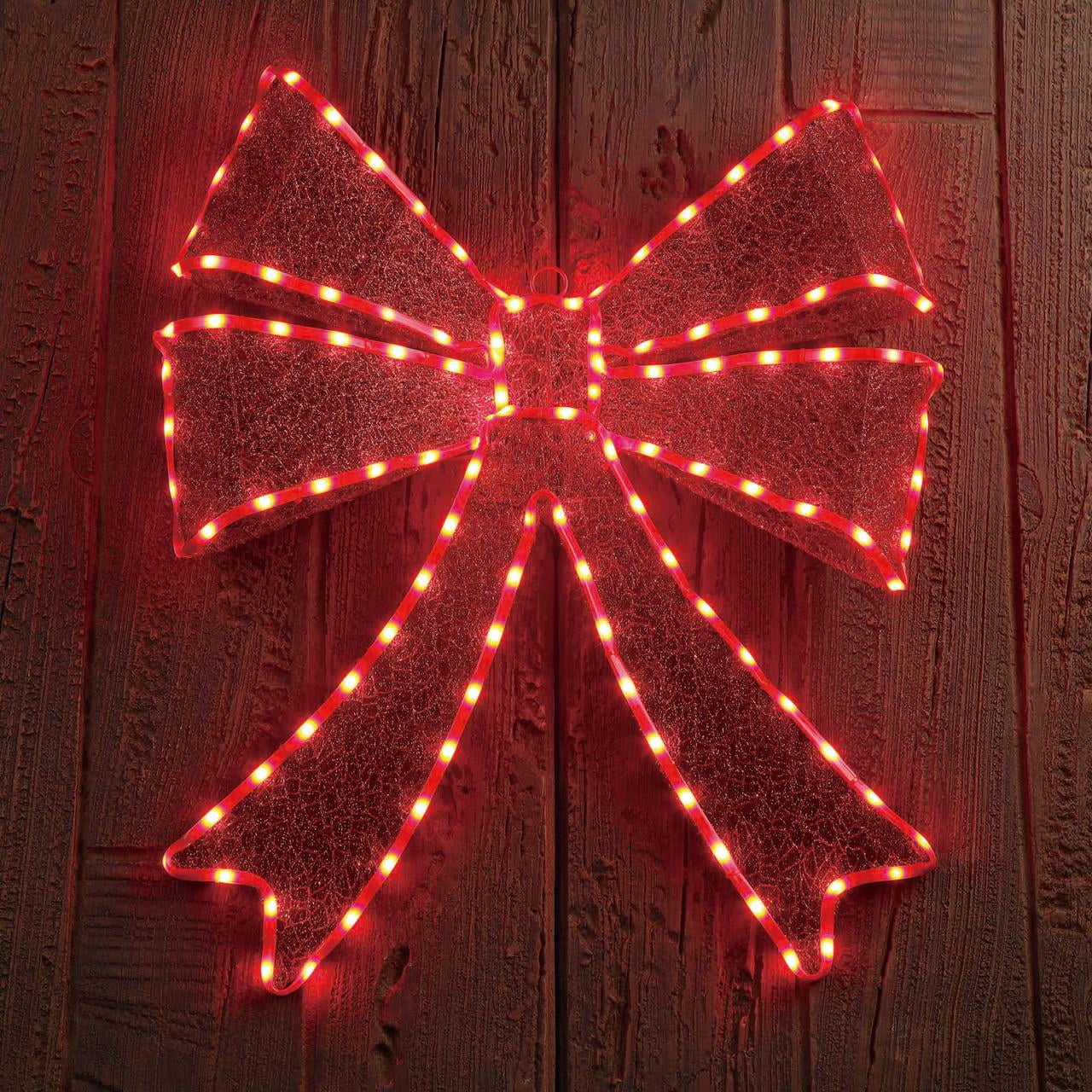 Indoor/Outdoor Light-Up Twinkle Bow Christmas Decoration with 117 LED Lights, Red, 24", by Holiday Time