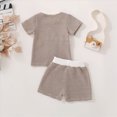 thumbnail image 6 of TOWED22 Toddler Boys Summer Outfits Embroidery Short Sleeve Shirt and Striped Shorts Sets 2Pcs Summer Clothes Set(Brown,12-18 Months), 6 of 6