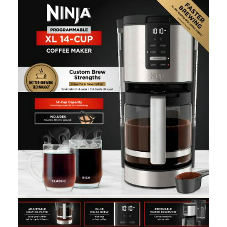 Ninja 14-Cup Black Plastic with Natural Stainless Steel Residential Drip  Coffee Maker in the Coffee Makers department at