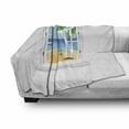 thumbnail image 3 of Beach Soft Flannel Fleece Blanket, View from Window Ocean with Coconut Leaves Starfish Cartoon Illustration, Cozy Plush for Indoor and Outdoor Use, 50" x 60", Blue Sand Brown White, by Ambesonne, 3 of 6