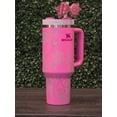 thumbnail image 3 of Vaso Stanley de 40 Oz con Diseño Floral, Color Rosa, con Diseño Floral, Grabado Láser Personalizado, Envoltura Completa, Ideal Como obsequio (No Incluye Lazo)., 3 of 9