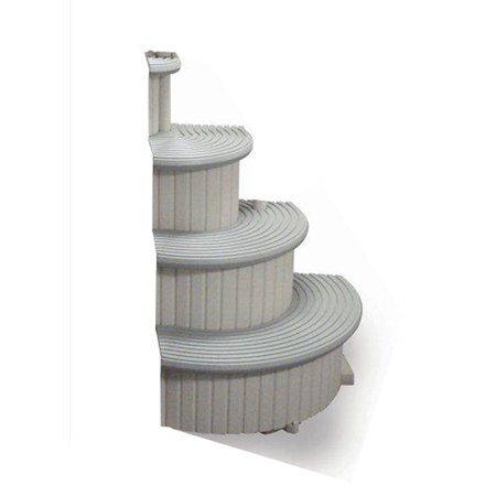 Swimming Pool Stairs - Confer Gray 4-Step Above Ground Swimming Pool Entry Steps Curved Add-on CCXAG2