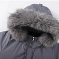 thumbnail image 5 of Kilaqueen Jackets for Men Faux Fur Hood Stand Up Collar Long Sleeve Coats with Pockets Solid Color Thicken Warm Outerwear, 5 of 5