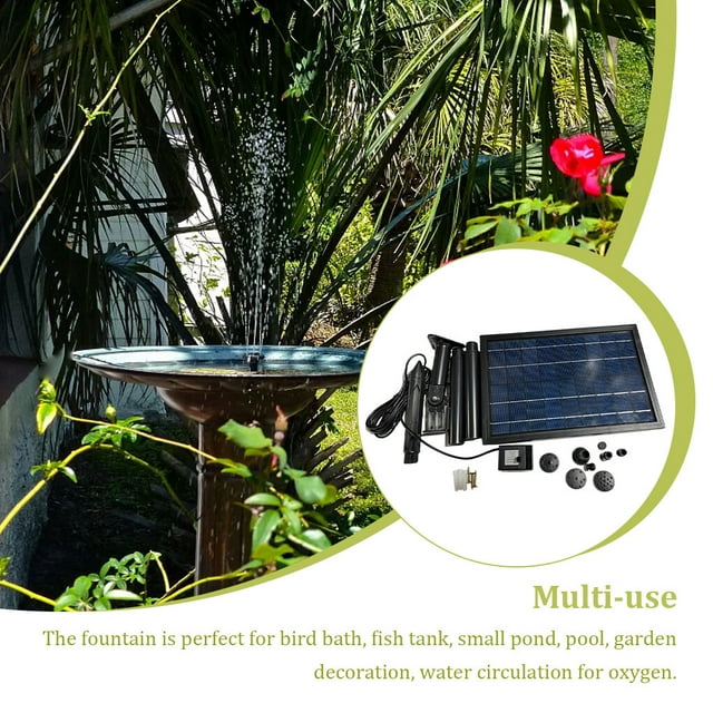 Baohd Solar Fountain Waterfall Pump Outdoor Rotatable 4 Nozzles Landscape Decoration Decorative Pond for Bird Bath Pool Fish Tank 2W