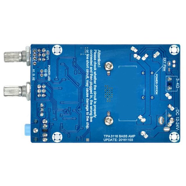 4X TPA3116 Subwoofer Amplifier Board 100W Bass Output DC12-24V Digital Small Power Amplifiers Video Audio Accessories