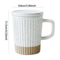 thumbnail image 3 of 1 Pack Cute Ceramic Mugs with Lid, 13 Oz Simple Pattern Coffee Cup with Handle, Handmade Tea Cup for Office Home, Hot Ice Water Chocolate Milk, Women Gift, 3 of 5