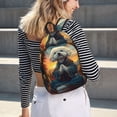 thumbnail image 5 of Xecao Sunset Meditating Bichon Frise Canvas College Laptop Backpack, a durable rucksack designed for both men and women, ideal for travel, school, and daily use-Medium, 5 of 5