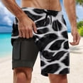 thumbnail image 4 of Telankuip Mens Leopard & Zebra Print Swim Trunks 2 in 1 with Compression Liner Pockets Drawstring Quick Dry Stretch Lined Swim Shorts Animal Pattern Comfy Holiday Beach Shorts 2-Black XXXXL, 4 of 4