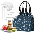 thumbnail image 4 of Astronaut and Rocket Blue Pattern Drawstring Insulated Lunch Bag for Women, Stain-Resistant Large Lunch Tote with Multi-Pockets for Work Office, 4 of 6