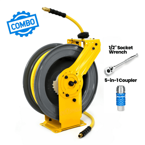 BluBird OilShield Heavy - Duty Air Hose Reel All - In - One 3/8 x 100