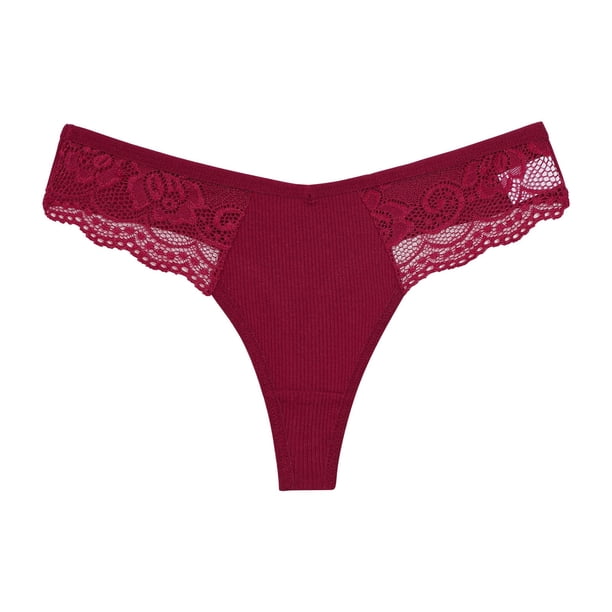 Panty Sexy Gibobby Ajuste Bragas cómodas encaje algodón para mujer(Rojo, L)