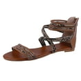 thumbnail image 2 of Zapato de punta redonda bohemio coreano plano con cremallera romana Wmkox8yii shjk456, 2 of 2
