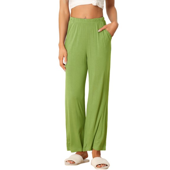 DARING DIVA Women's Flowy Cotton Wide Leg Lounge Pants XS Light Green