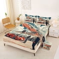 thumbnail image 2 of Erosebridal Fighter Queen Sheet Sets, Red Sports Car Bed Set for Boys, 1 Flat Sheet, 1 Fitted Sheet and 2 Pillowcases, 2 of 5