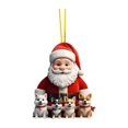 thumbnail image 2 of 2D Acrylic Christmas Ornaments, Flat Design Santa Claus With Puppies Hanging Pendant, Home Decor For Christmas Tree Decoration, 2 of 5