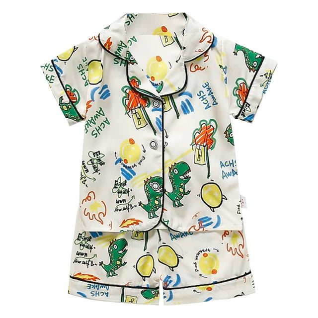 Ensemble de Pyjama pour Filles Imprimé Manches Courtes à Boutons Ensemble de Tenue d'Intérieur Ensemble de Pyjamas Décontractés Pyjama pour Tout-Petits Garçons Filles Mode