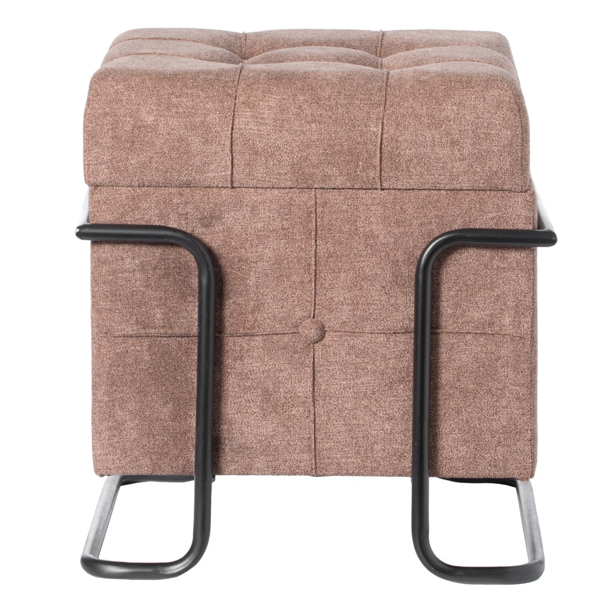 Square Fabric Storage Ottoman with Black Metal Frame