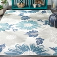 thumbnail image 2 of SAFAVIEH Sunrise Aria Floral Reversible Indoor/Outdoor Area Rug, Ivory/Blue Grey, 4' x 5'7", 2 of 9