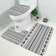 thumbnail image 2 of Black Geometric Border Pattern Bathroom Rugs Sets 3 Piece,Toilet Cover Set,Absorbent Non Slip Bathroom Mats Sets with U-Shaped Contour Rug Toilet Rug Set, 2 of 5