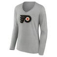 thumbnail image 2 of Women's Heather Gray Philadelphia Flyers Primary Logo Team Long Sleeve V-Neck T-Shirt, 2 of 3