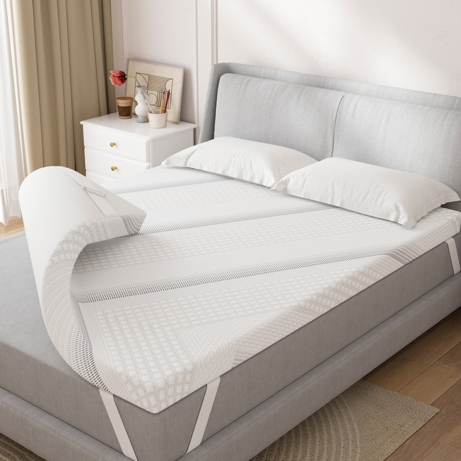 3 Inch Firm Mattress Topper Twin Size, Memory Foam Bed Topper with Soft & Firm Options for Back Pain Relief, Mattress Topper with 2-Sided Cover, Ergonomic 5-Zone Design, CertiPUR Certified