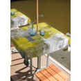 thumbnail image 6 of Yellow Grey Outdoor Tablecloth with Umbrella Hole, Abstract Art Oil Painting Modern Geometric Spillproof Waterproof Outdoor Table Cover, Patio Tablecloths for Party/Garden/Picnic, Square 60"x60", 6 of 9