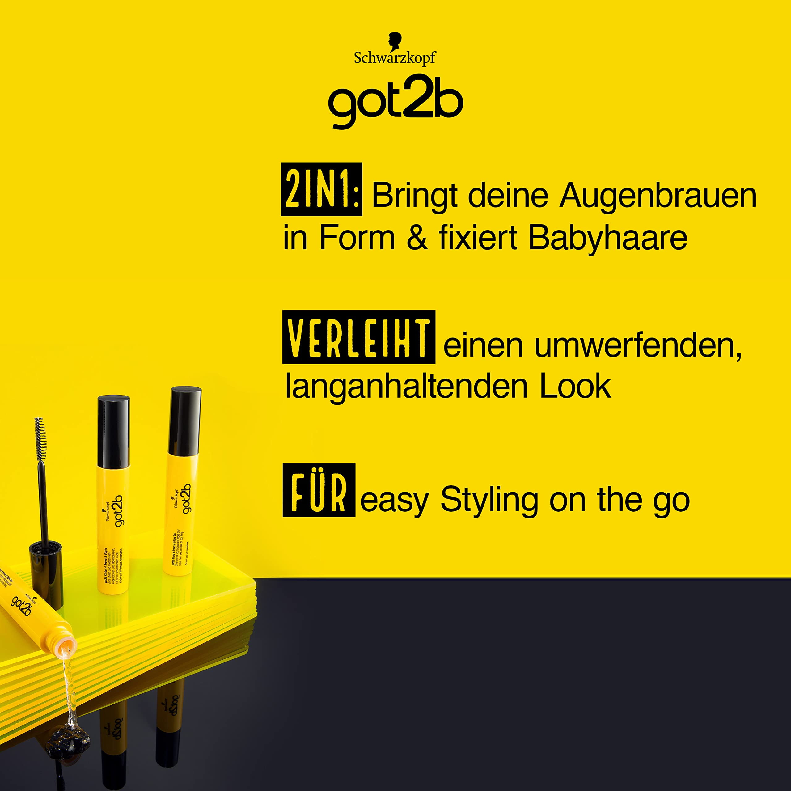 Got2b Kleber 4 Brows & Edges – Wasserfeste Brow Gel & Haar Mascara, 24 H Halt