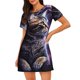thumbnail image 1 of Balery Purple Moon Cat Camisón de manga corta con cuello redondo para mujer, cómodo y elegante., 1 of 6
