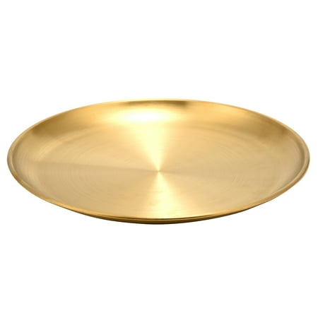 

Stainless Steel Tableware Dinner Plate Food Container Salad Dessert Fruit Services Dish Western Steak Tray Golden