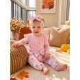 thumbnail image 5 of Loicainy Infant Baby Girls Fall Outfit 3 6 9 12 Months Long Sleeve Romper with Flower Pants and Headband Clothes Set, 5 of 9