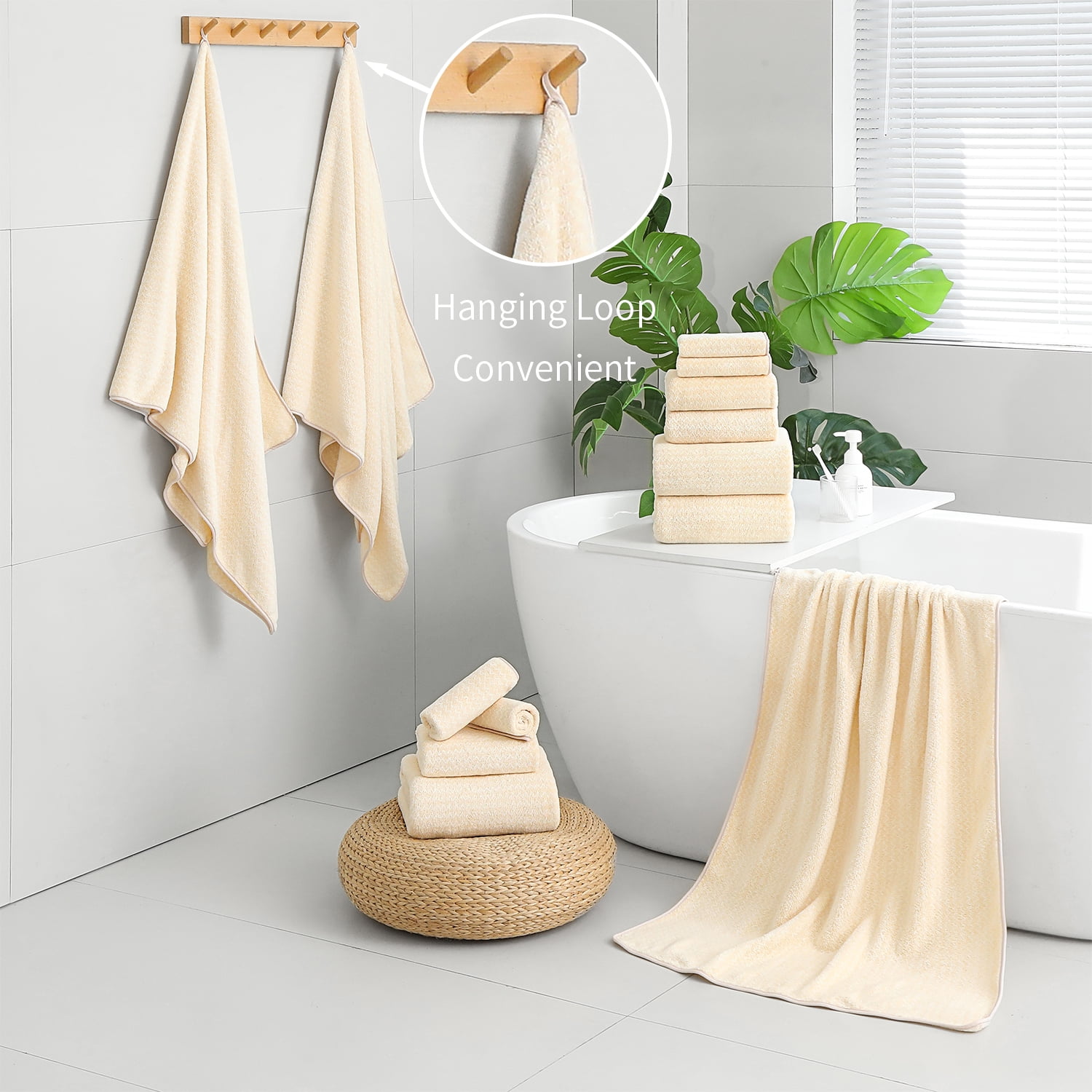 Kebury 4 Pack Bath Towels Extra large, 35"x70" Bath Sheets Towels Set For Adults, Oversize Bathroom Towel Ultra Soft Microfiber Quick Dry Highly Absorbent Shower Towel Spa Hotel Use (Beige)